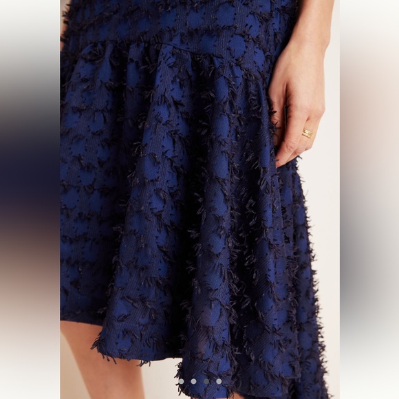 Anthropologie Maeve Miranda Textured Navy Blue A-Line Midi Skirt M - Picture 7 of 8